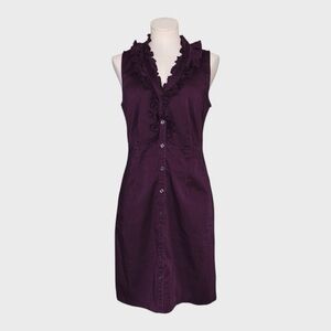 Apt 9 Purple Cotton Sleeveless Ruffle Button-Front Dress